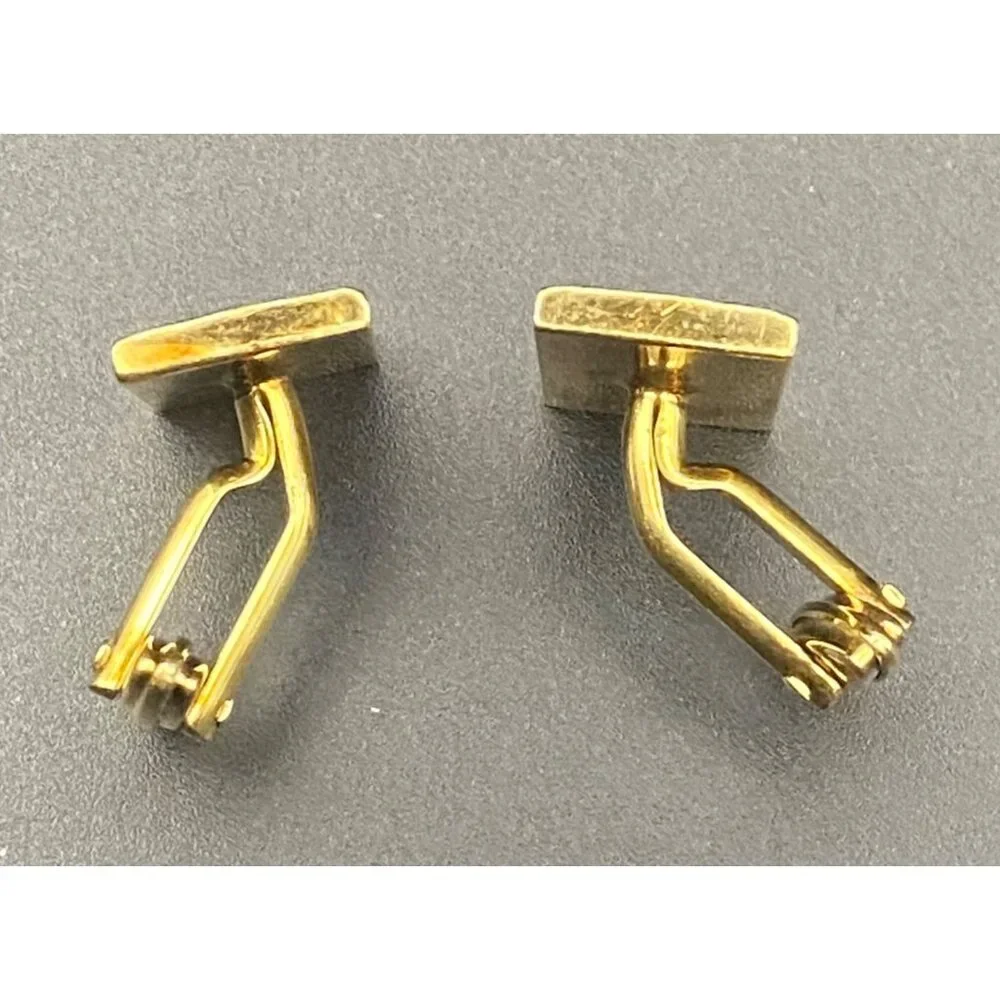 Vintage Rectangular Rolled Gold Cufflinks Ribbed Bar Design Groom Prom MCM